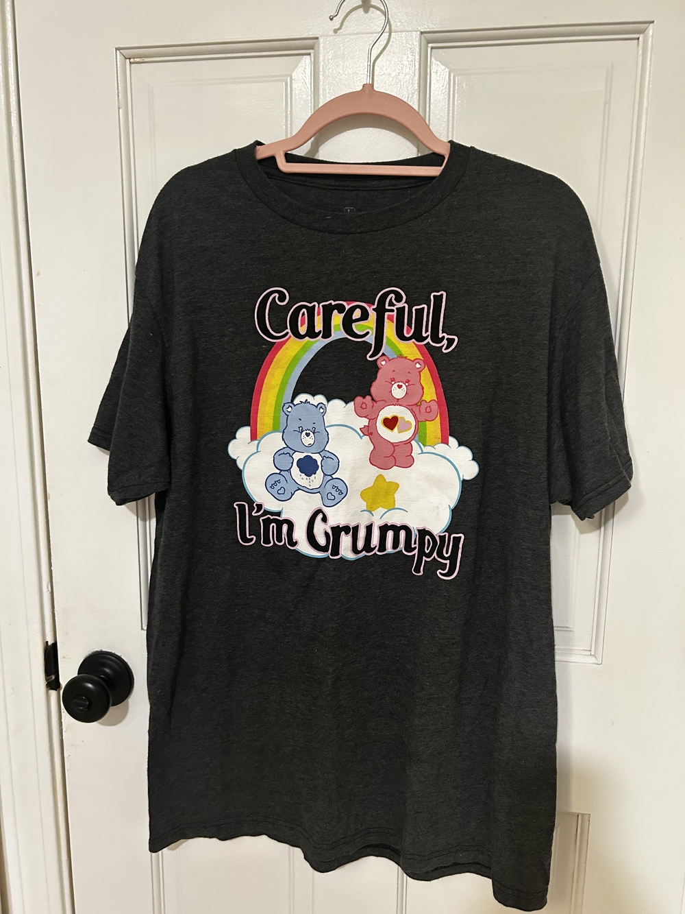 Ripple Junction Dark Gray Care Bears "Careful, I'm Grumpy" Kids Tee